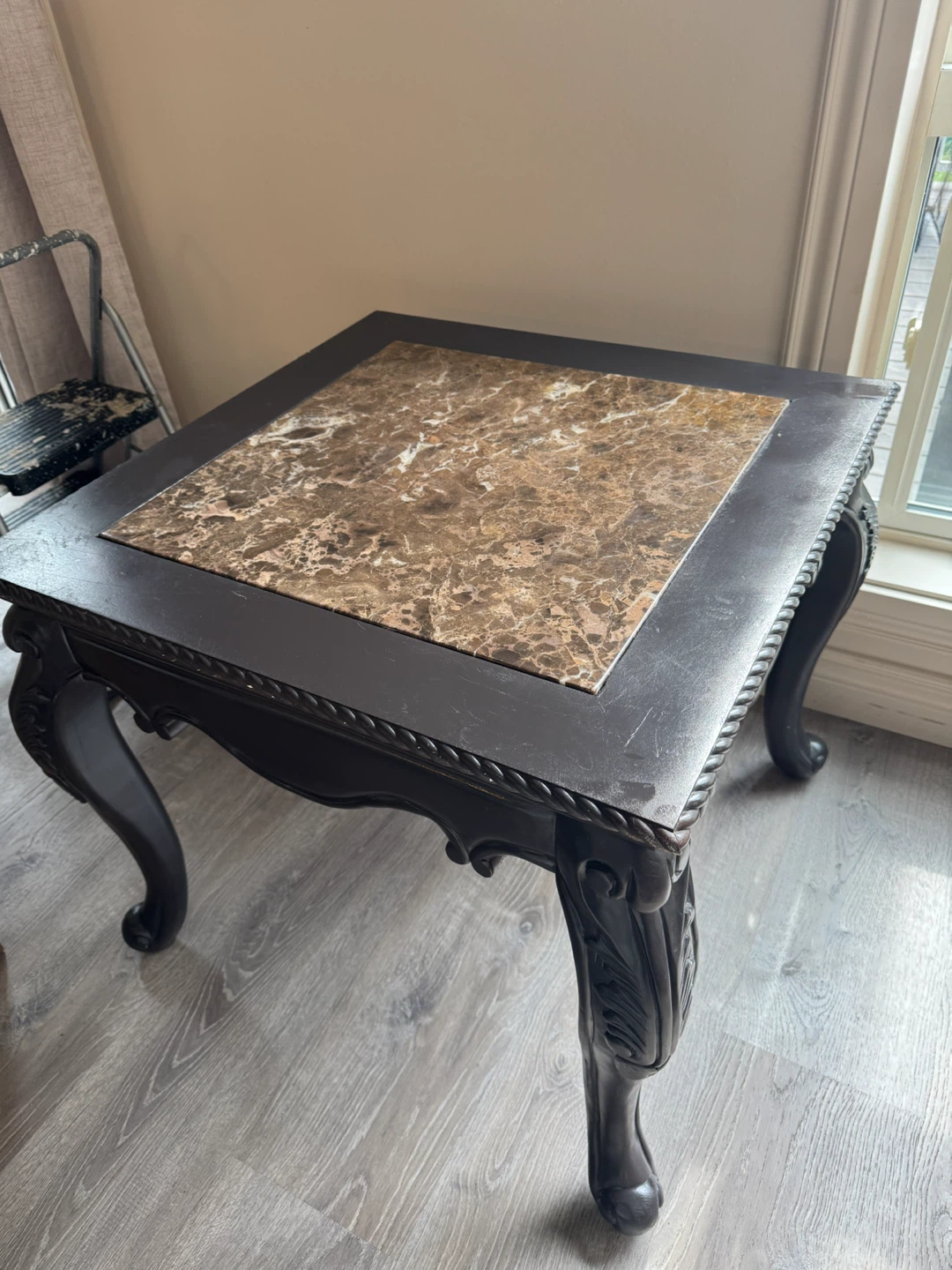 Square Coffee Table with Marble Inlay + 2 end tables - photo 3