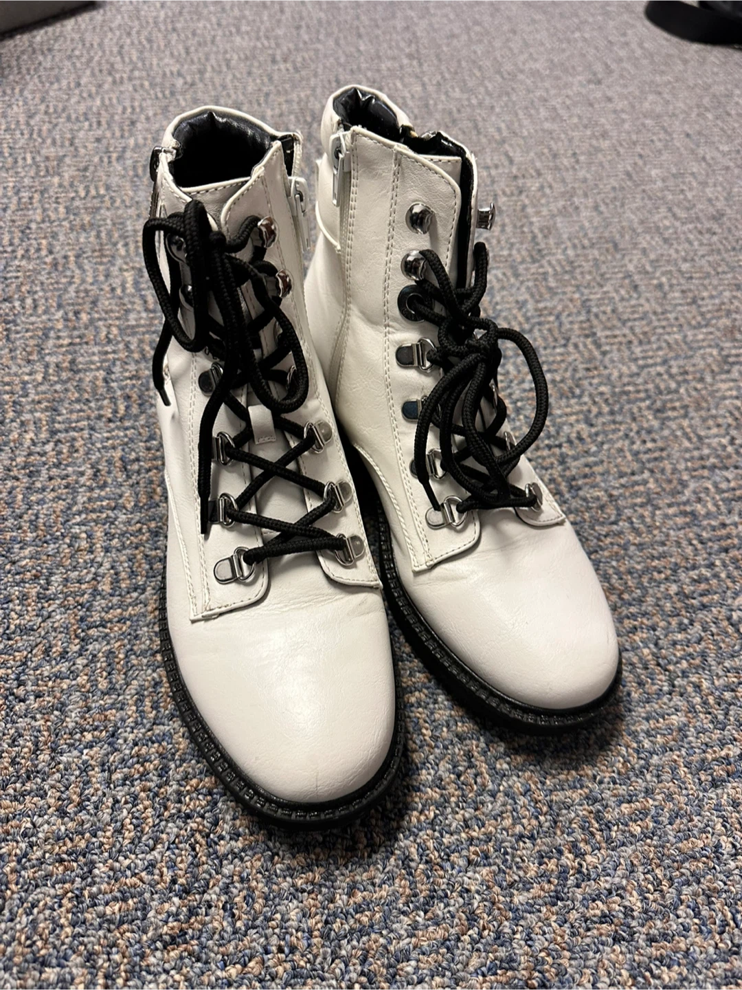 White Guess Women Combat Boots
