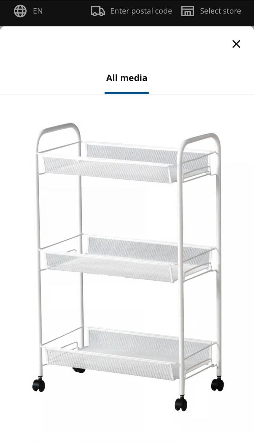 IKEA Hornavan White Rolling Cart - photo 3