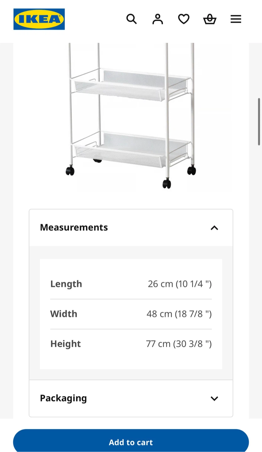 IKEA Hornavan White Rolling Cart - photo 5