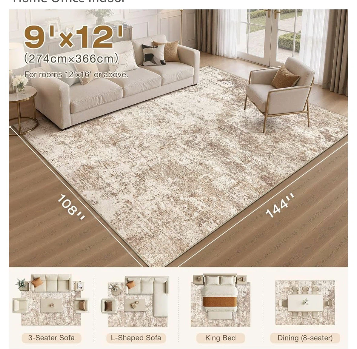 9'x12' Machine Washable Area Rug