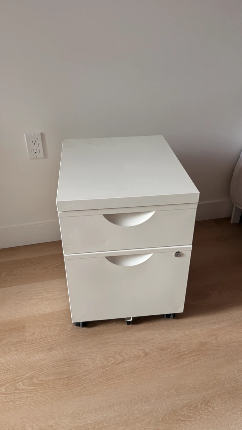 White 2-Drawer Filing Cabinet with Wheels