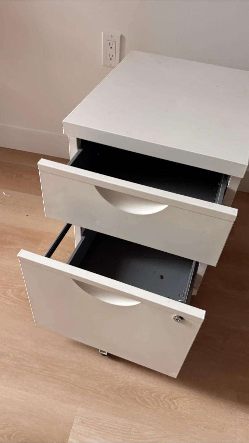 White 2-Drawer Filing Cabinet with Wheels - photo 2