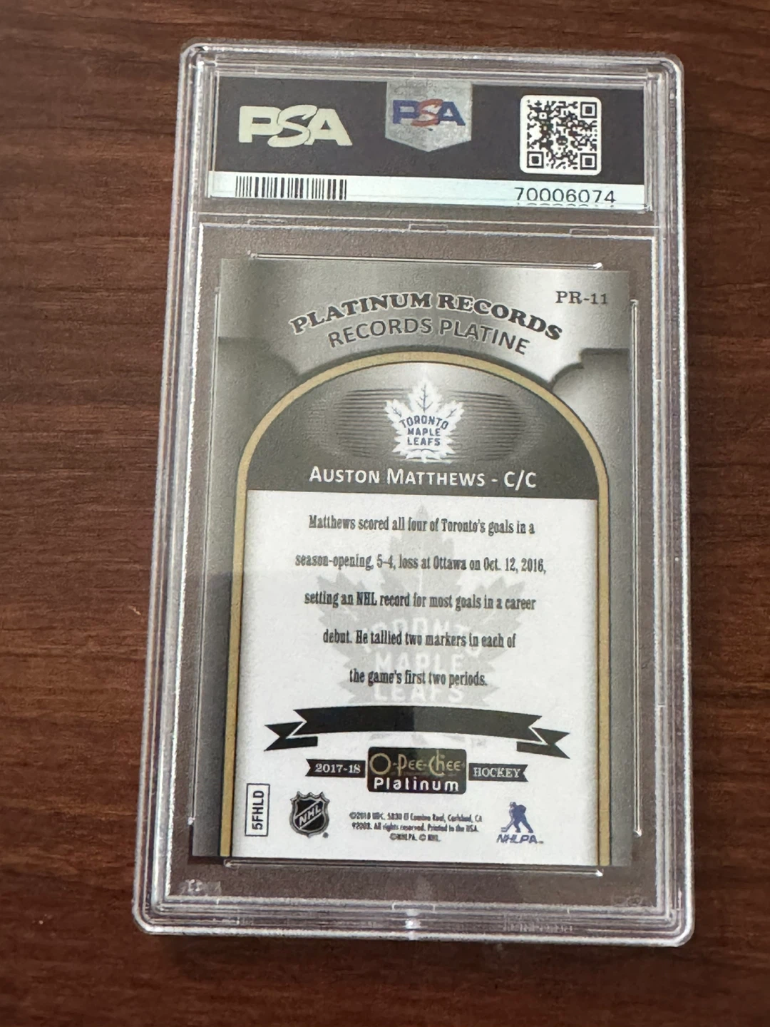 2017 O-Pee-Chee Platinum Auston Matthews Hockey Card - photo 2