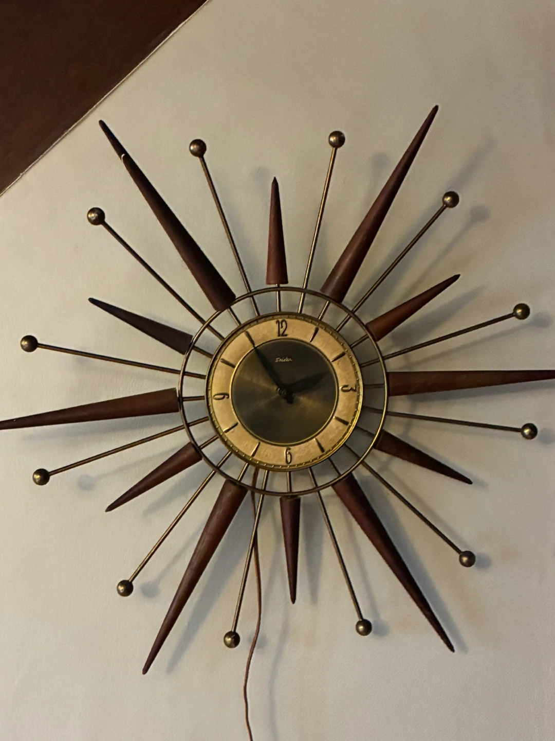 Vintage wall clock 1960s starburst SNIDER MCM Sputnik - photo 4