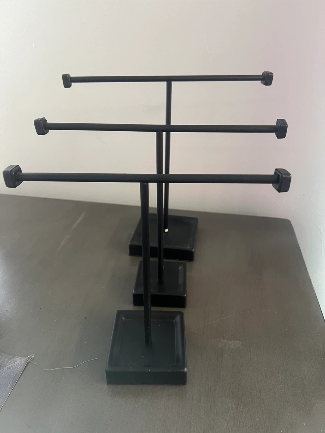 Set of 3 Black Metal Jewelry Display Stands
