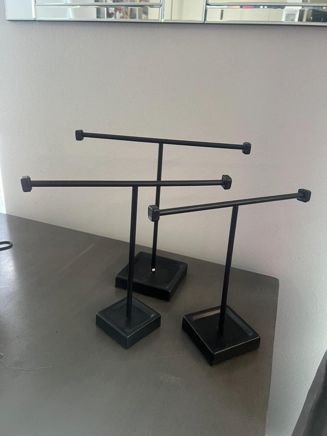 Set of 3 Black Metal Jewelry Display Stands - photo 3