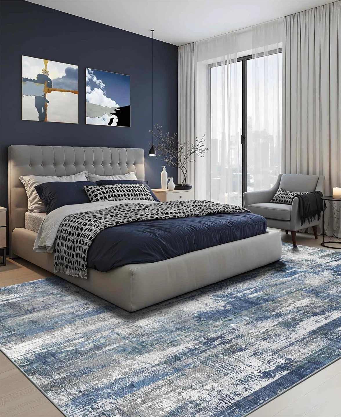 Blue and Grey Abstract Area Rug 8x10ft - photo 3