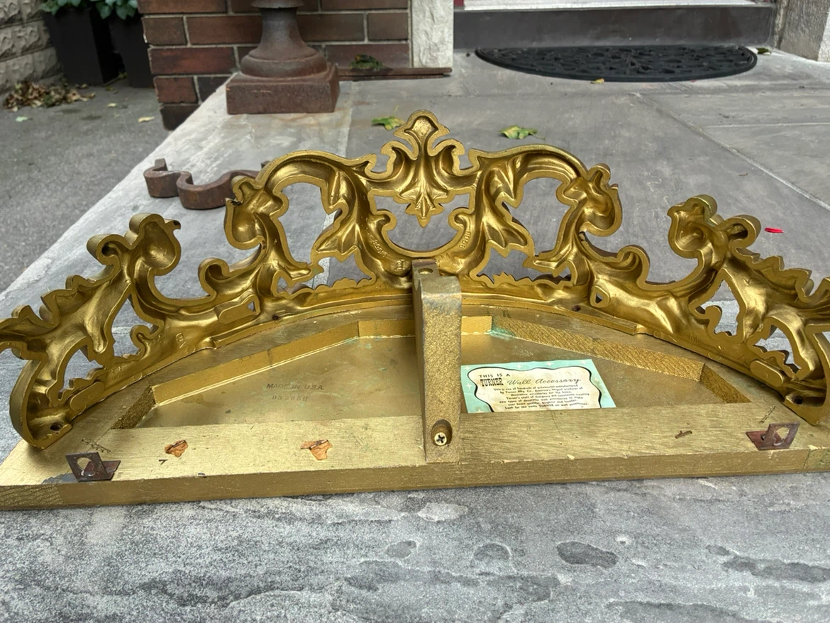 Vintage Turner Hollywood Regency Gilt Wall Console Shelf - photo 4