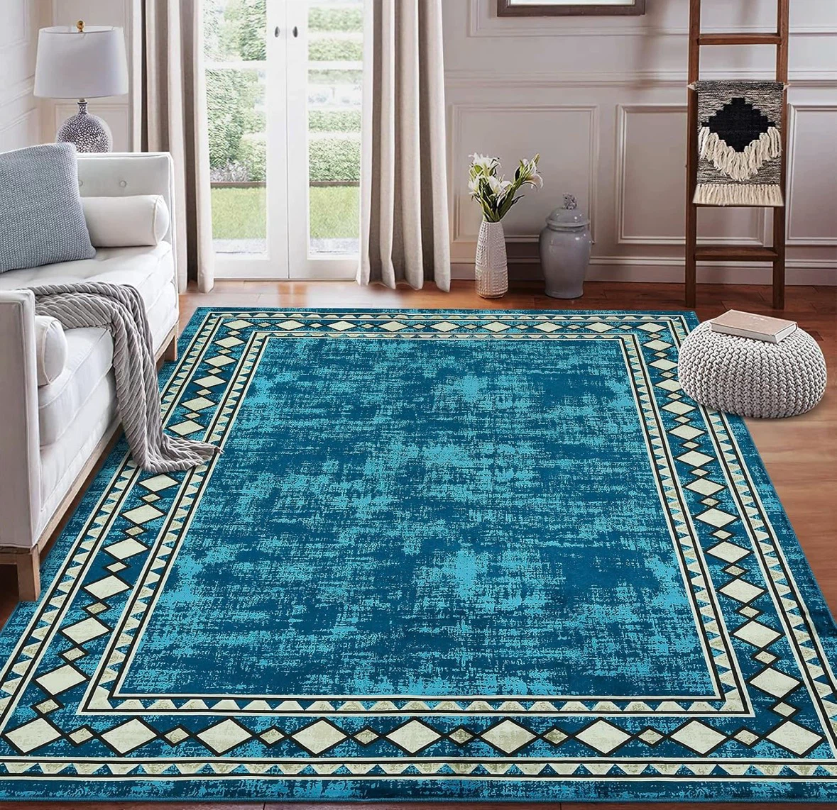 Blue Area Rug 9x12 ft