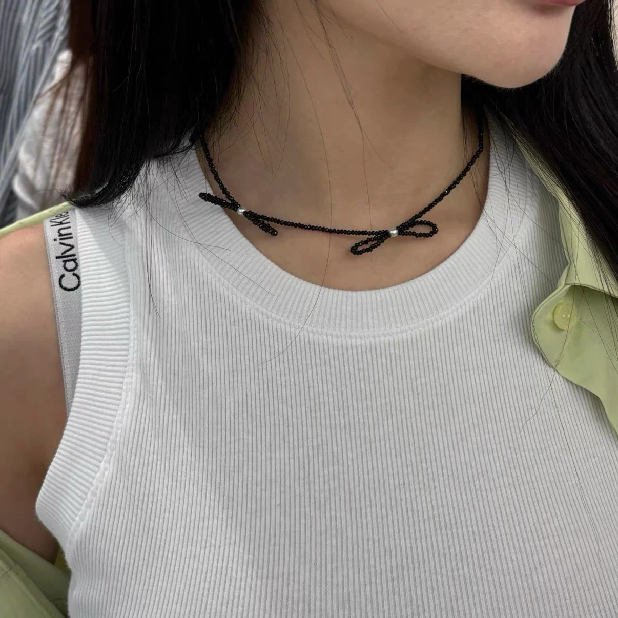 Korean ribbon Collarbone Necklace - photo 2