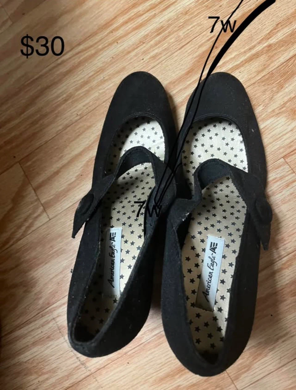 American Eagle Black Mary Jane Heels - Size 7W