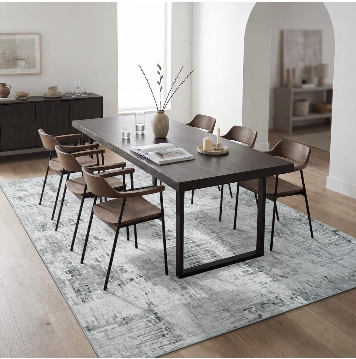 Modern Abstract Area Rug - Grey/White - photo 2