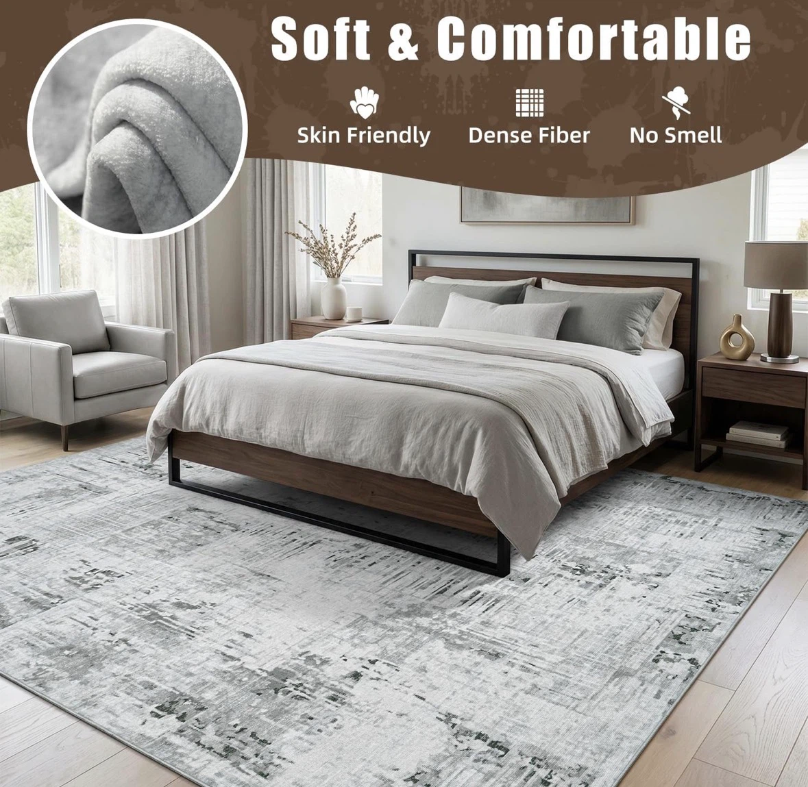 Modern Abstract Area Rug - Grey/White - photo 3