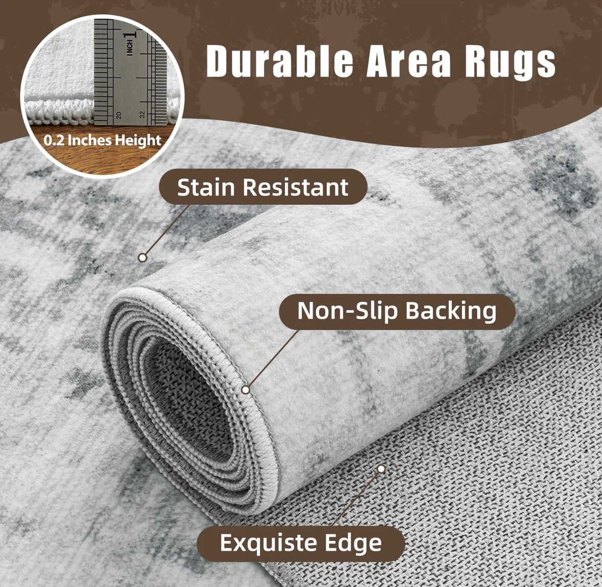 Modern Abstract Area Rug - Grey/White - photo 5