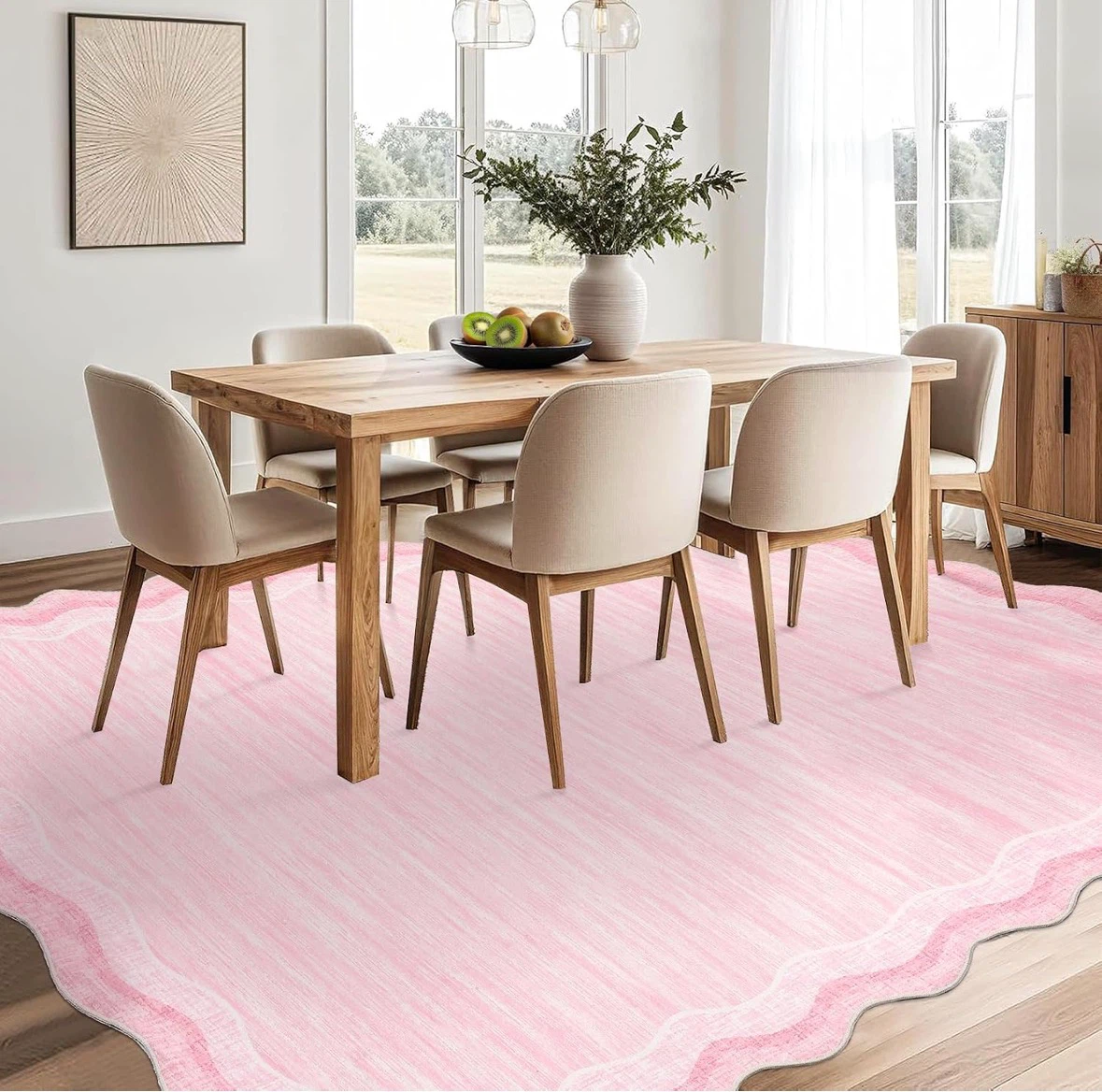 Pink Faux Wool Area Rug 9x6 ft - photo 2