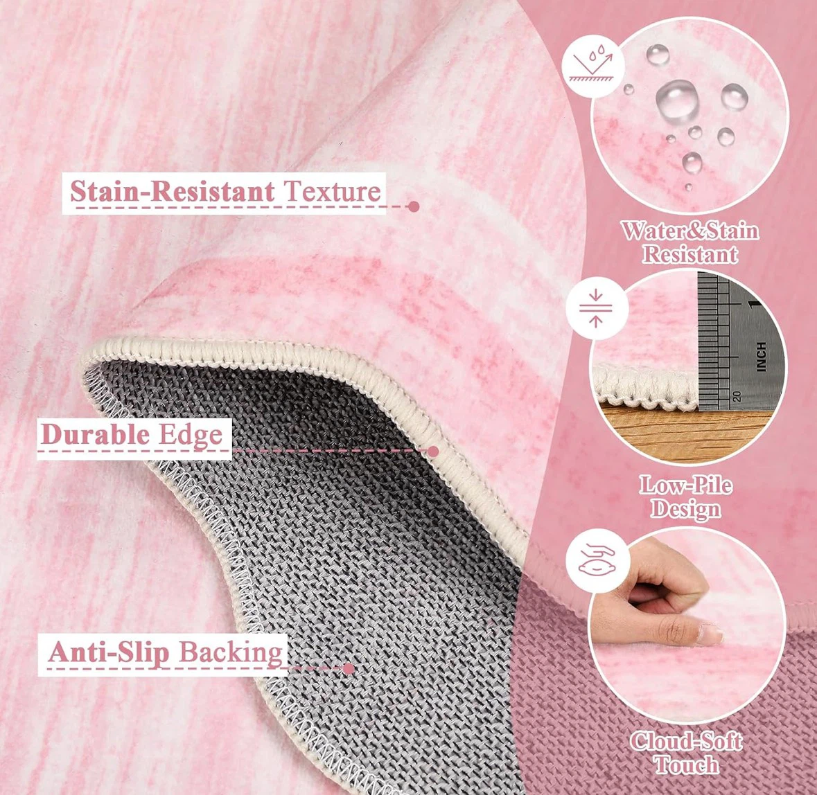 Pink Faux Wool Area Rug 9x6 ft - photo 4