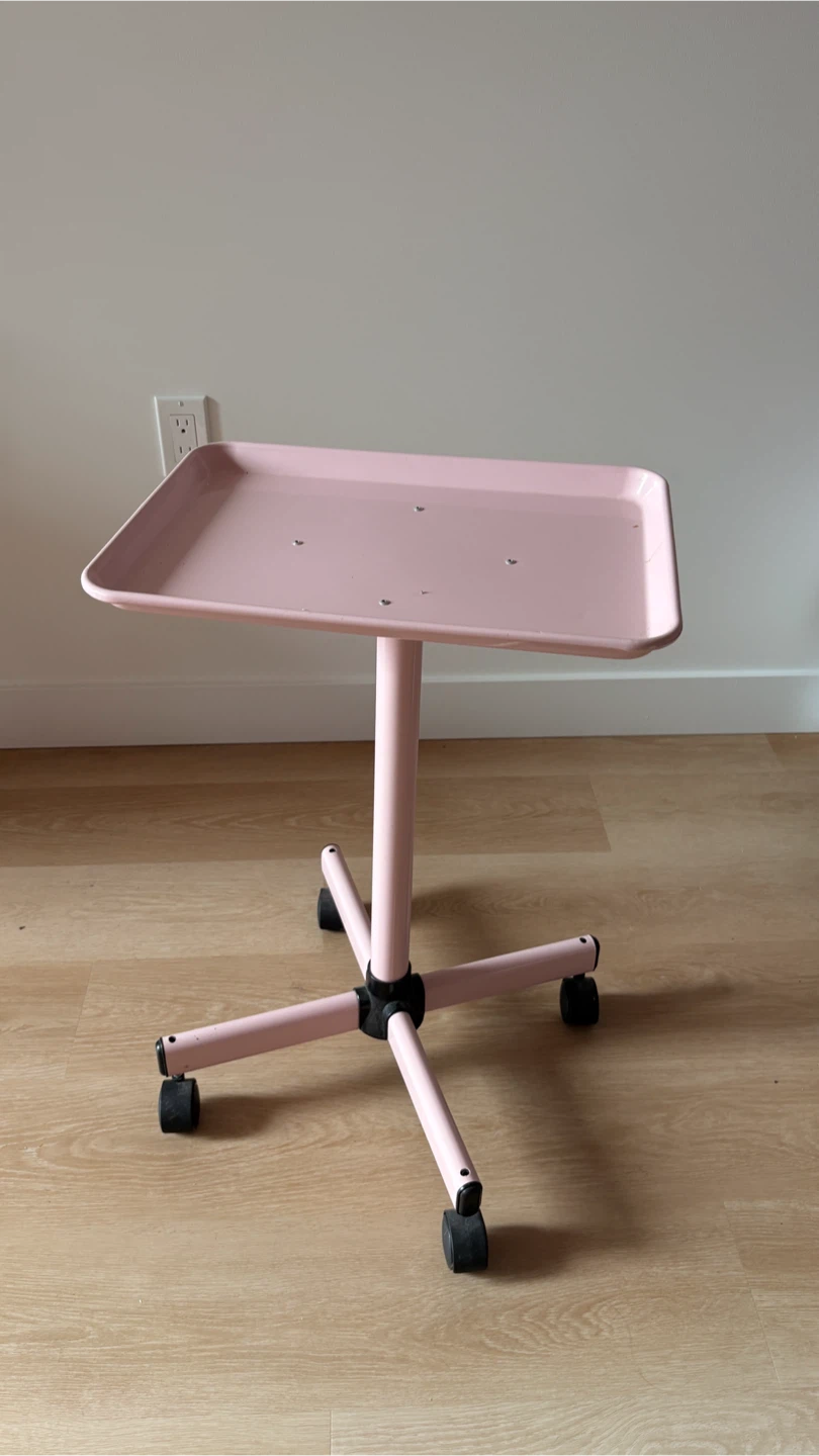 Pink Rolling Tray Table