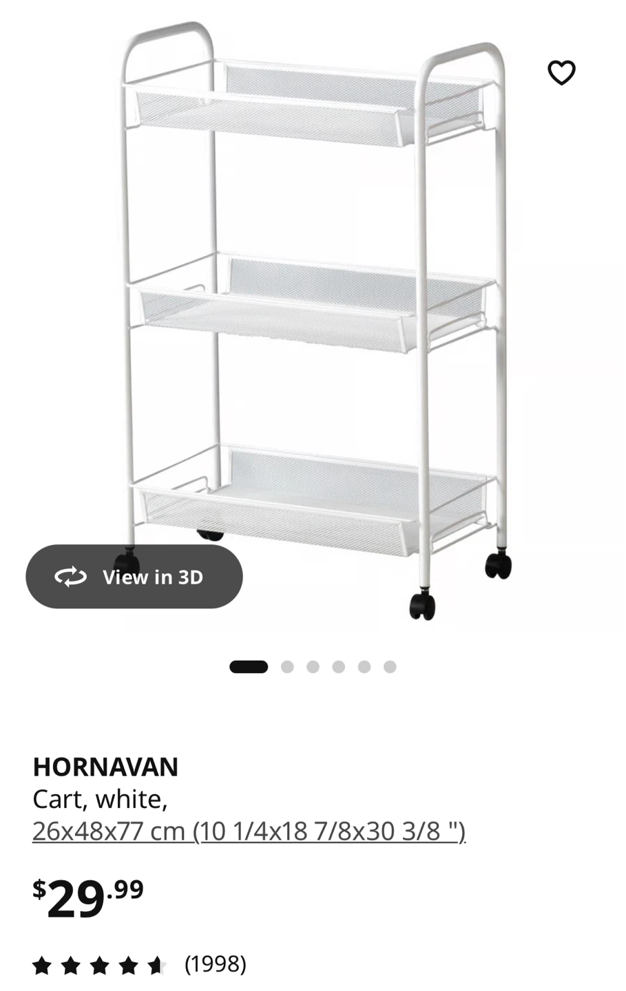 Ikea HORNÄVAN Cart, White
