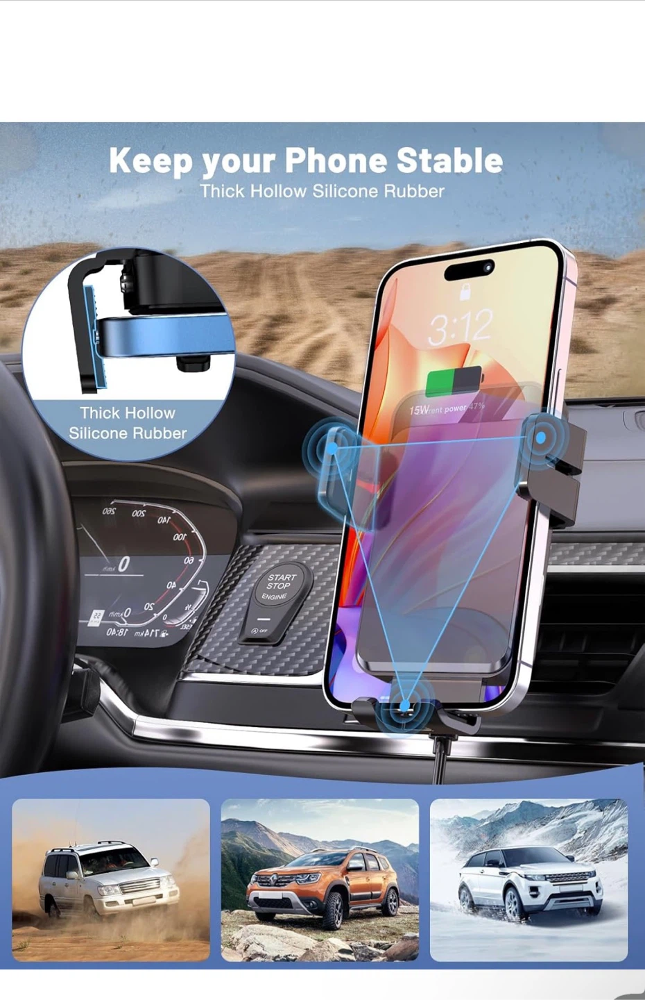 Wireless Car Charger Mount - Dark Black - photo 2