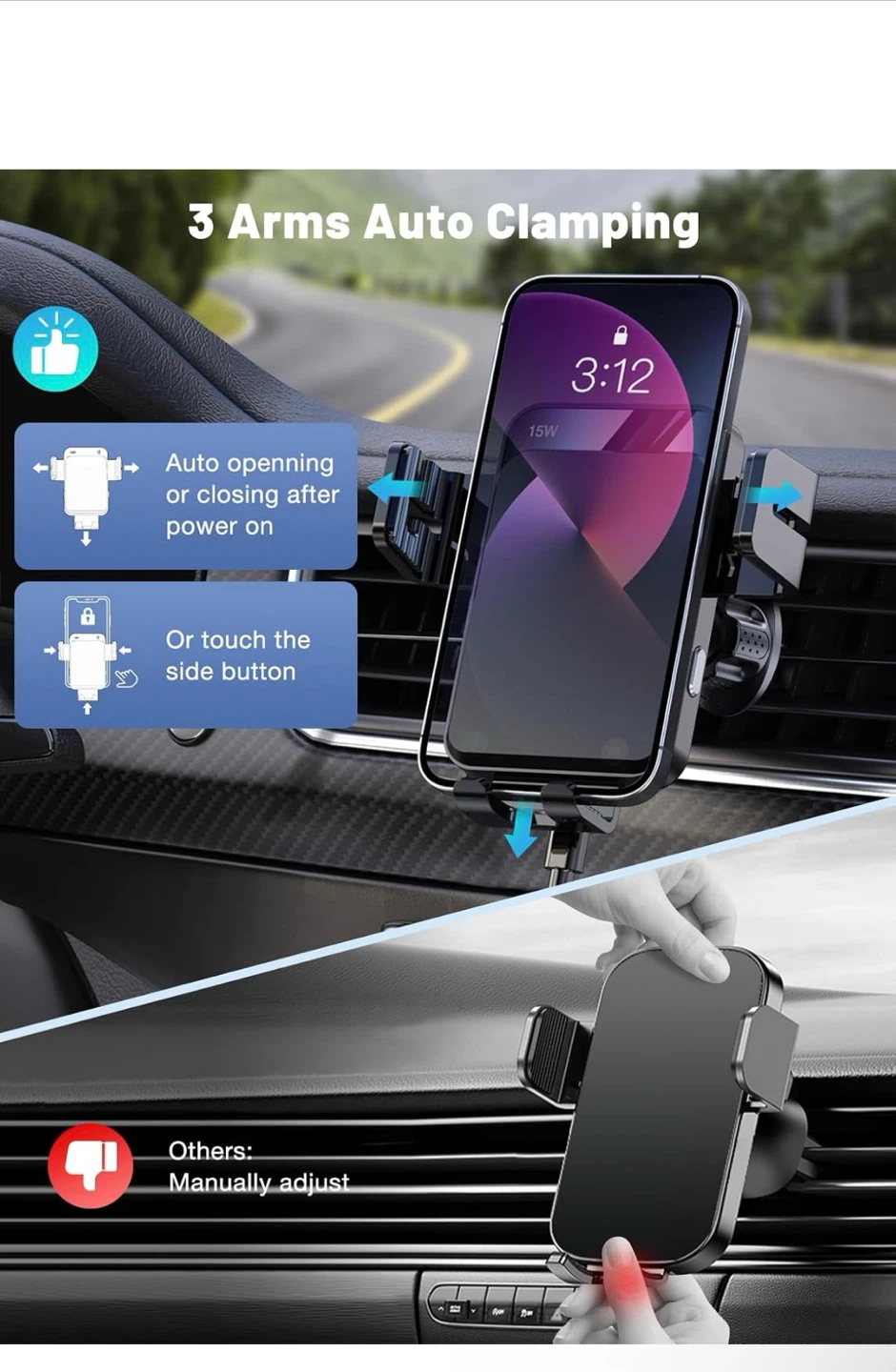 Wireless Car Charger Mount - Dark Black - photo 5