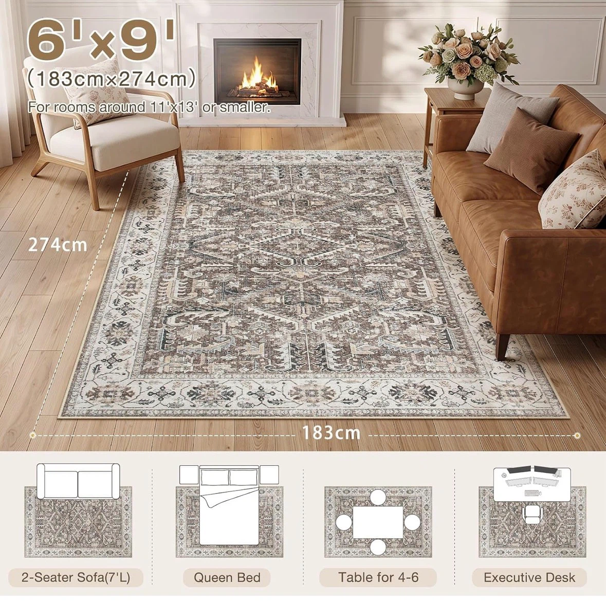 6'x9' Persian Style Area Rug