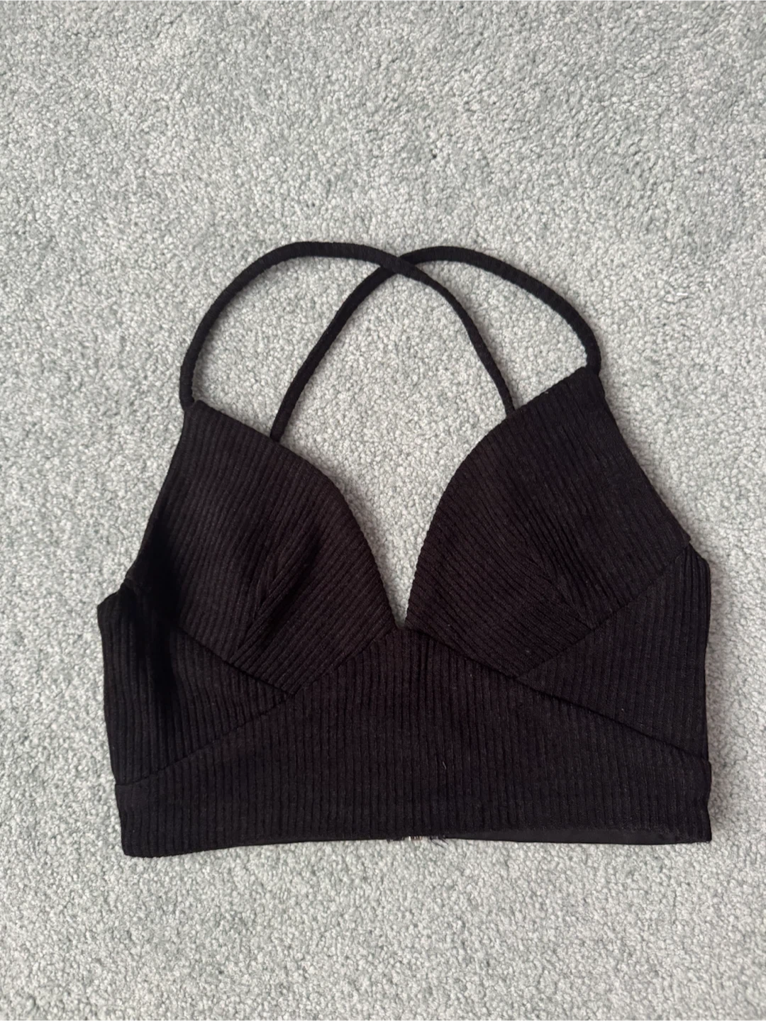 Black ribbed crop top - S