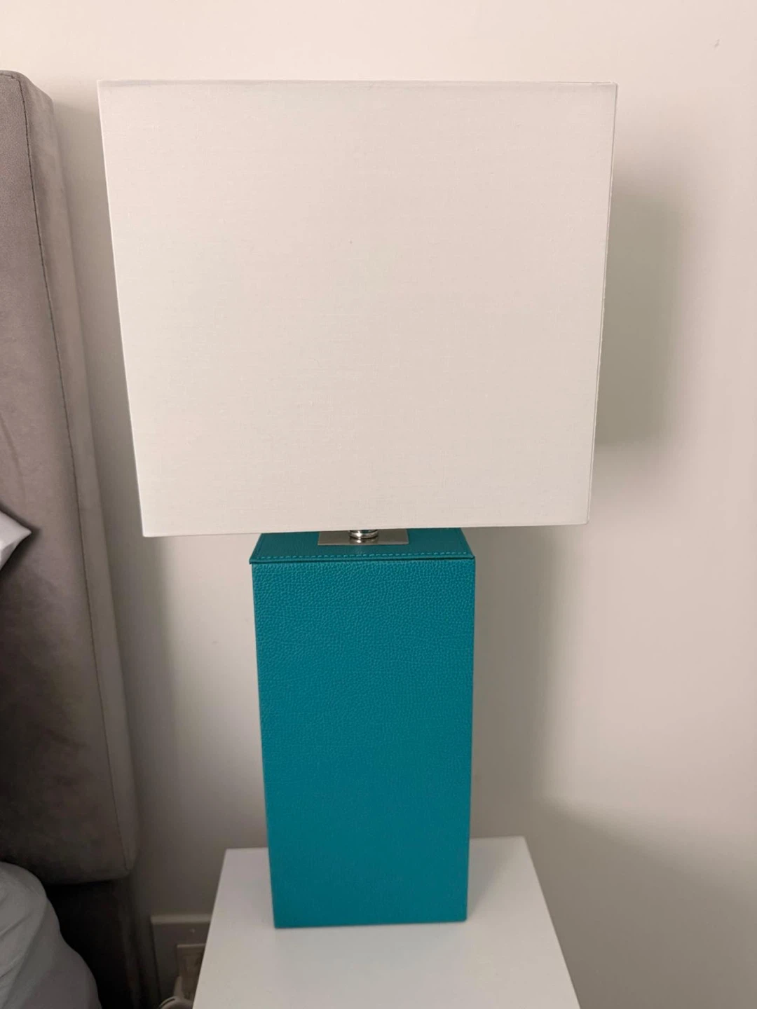 Teal Faux Leather Table Lamp