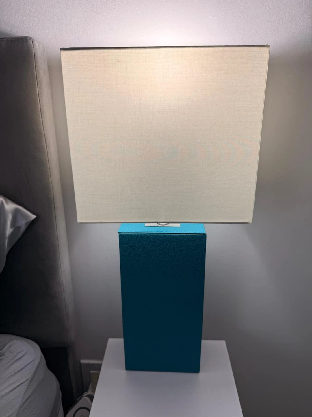 Teal Faux Leather Table Lamp - photo 3