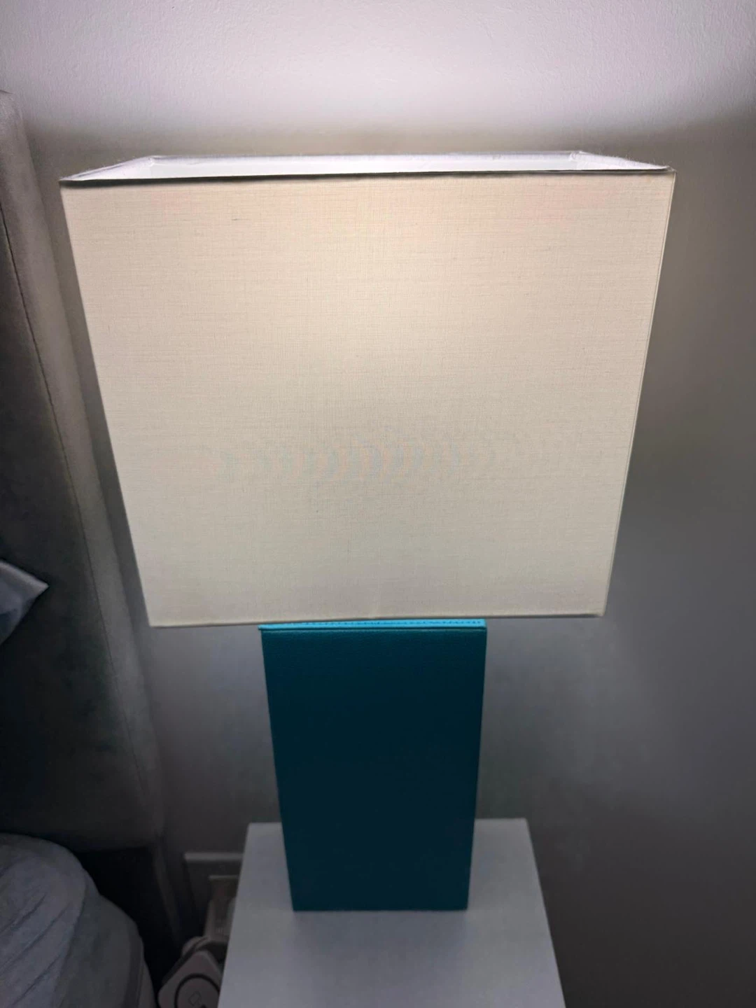 Teal Faux Leather Table Lamp - photo 4