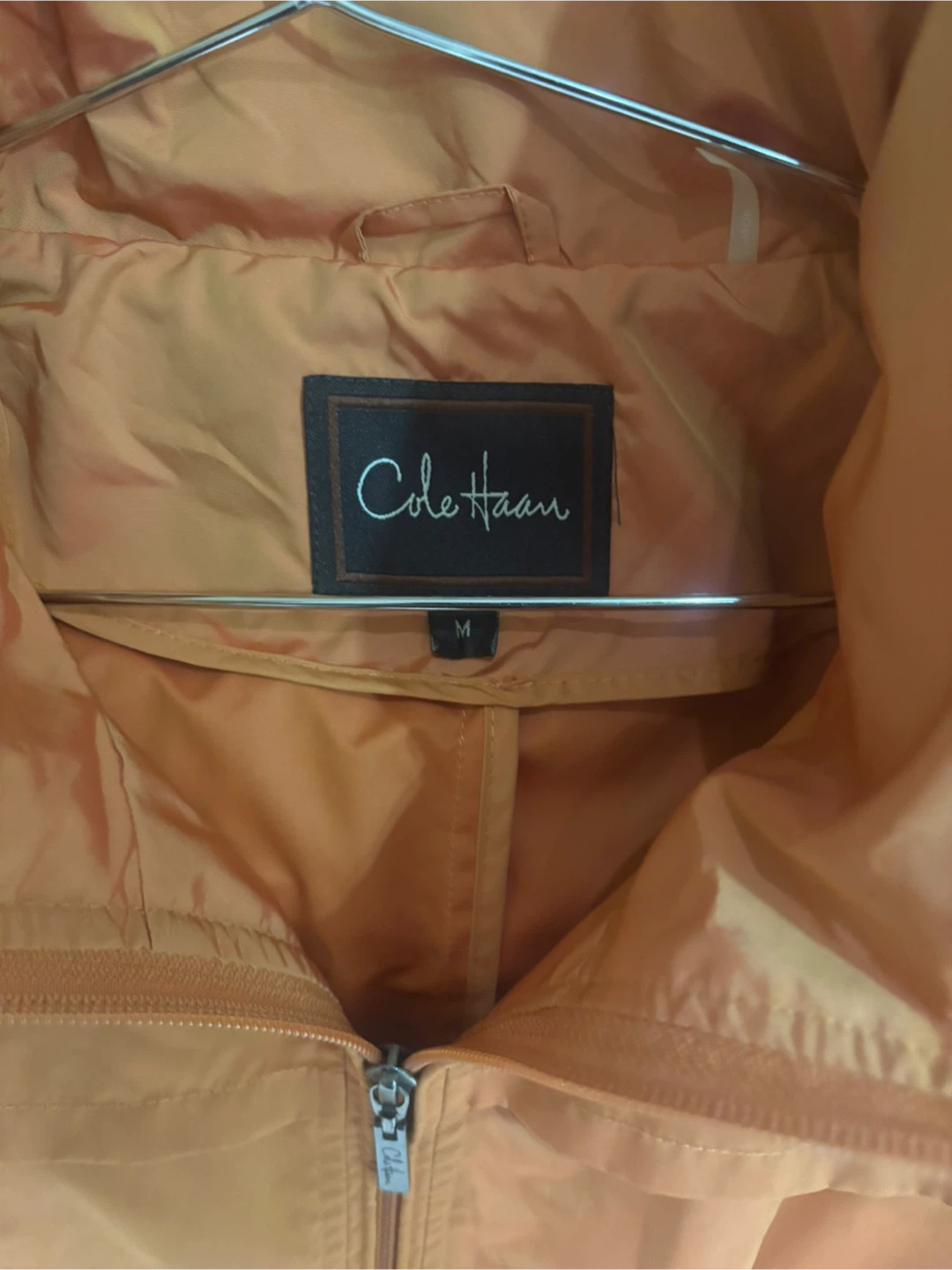 NWT Cole Haan Women’s Orange Rain Coat with Packable Hood M - photo 2