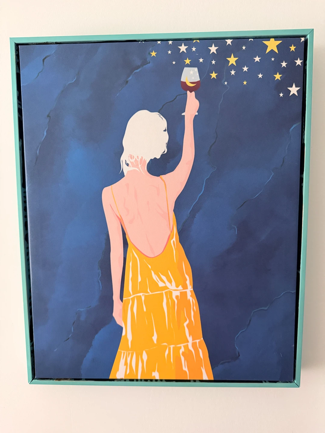 Framed Canvas Art Print - Woman with Wine