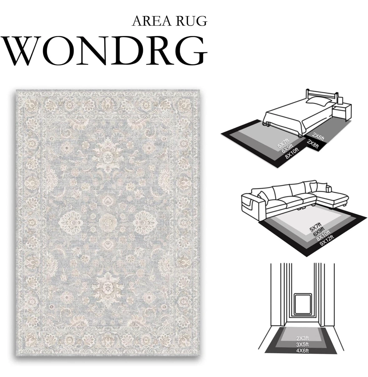 Wondrg Area Rug 9x12ft