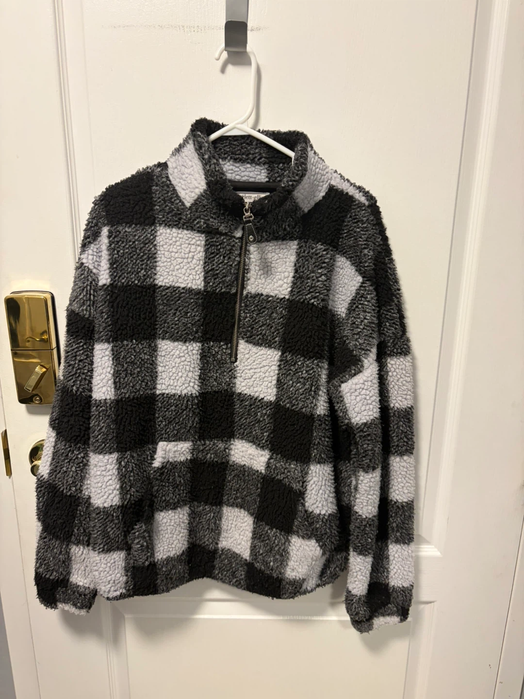 Plaid Sherpa Quarter-Zip Pullover