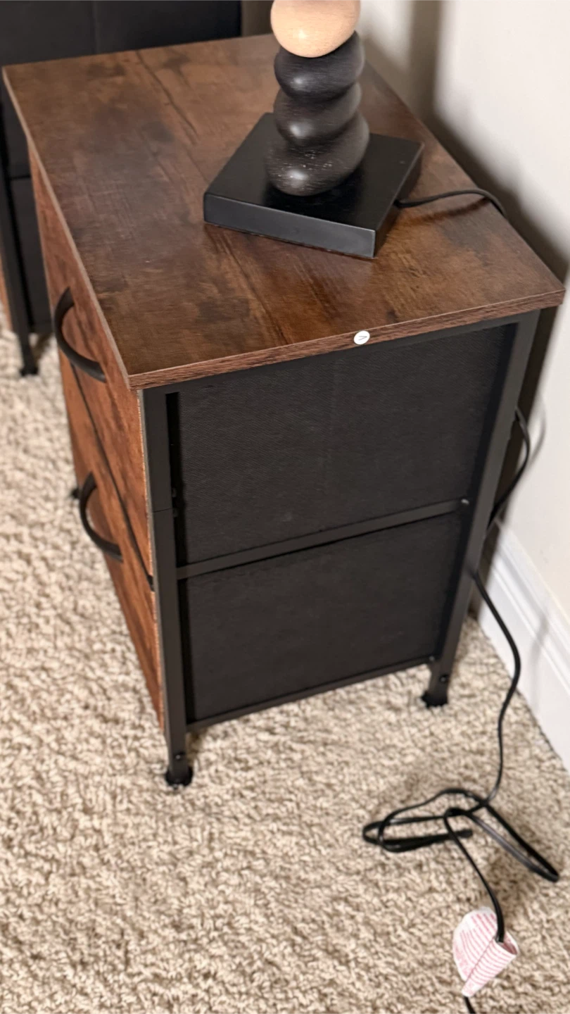 2 Rustic 2-Drawer Nightstand with Wood-Look Finish - photo 2