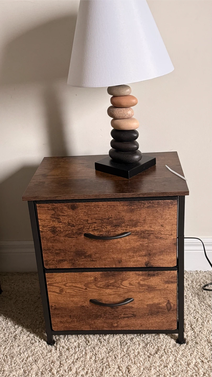 2 Rustic 2-Drawer Nightstand with Wood-Look Finish