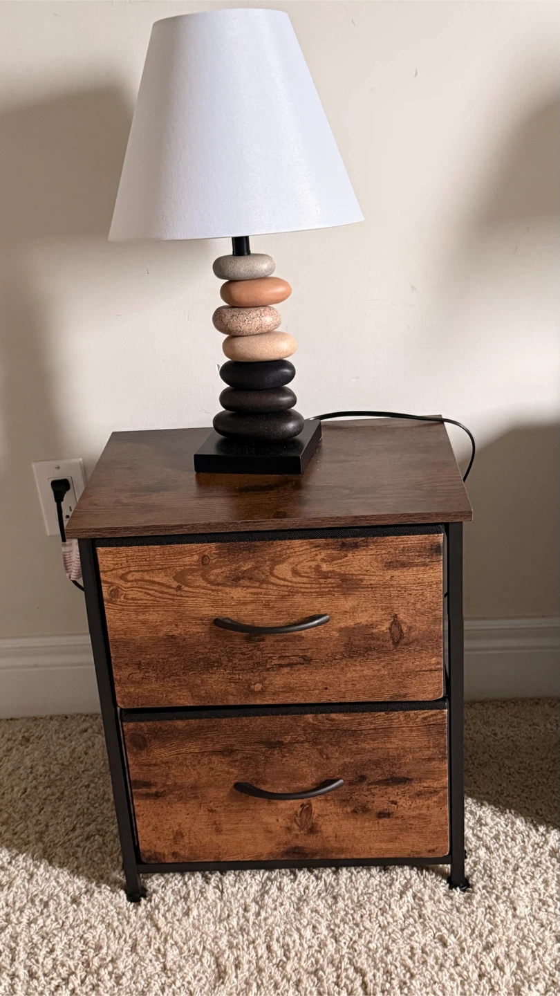2 Rustic 2-Drawer Nightstand with Wood-Look Finish - photo 4