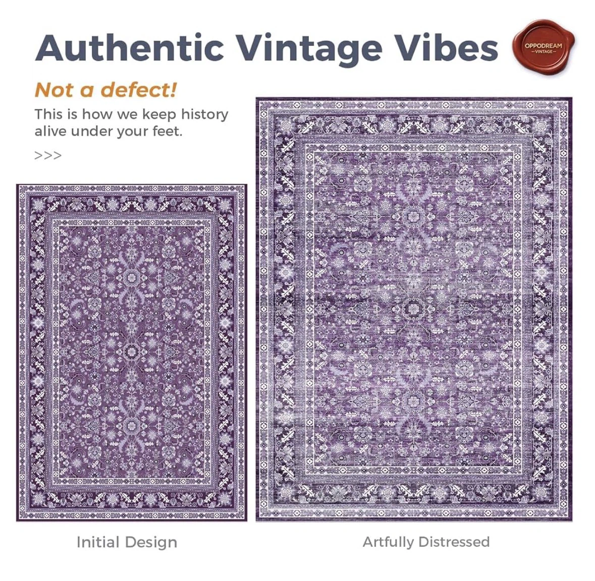 Oppodream Vintage Distressed Persian Style Area Rug - Purple - photo 3