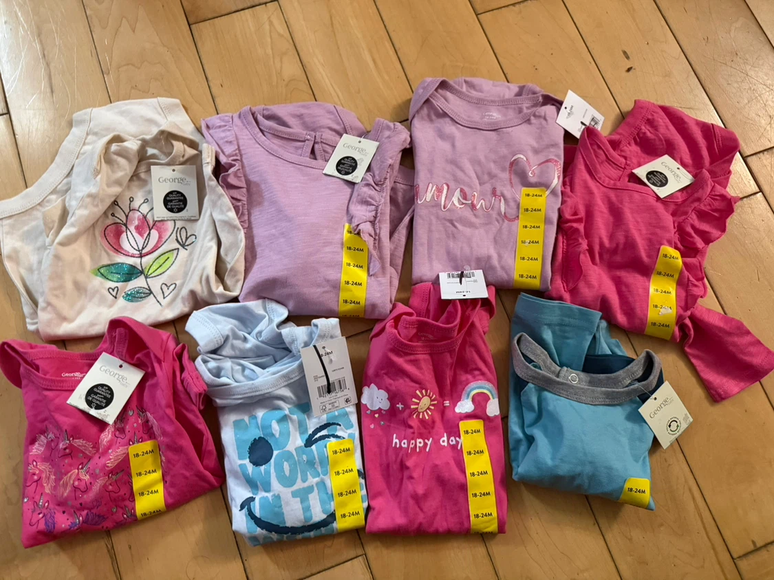 George Baby Girls 7-Piece Bodysuit and Top Set