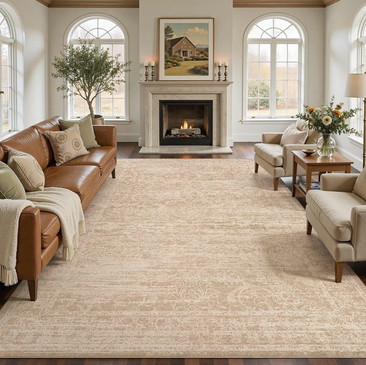 Area Rug 10' x 12' Beige/Dark Brown - photo 3