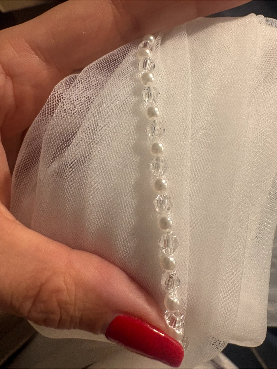 Wedding Veil Pearls and Crystals Beaded Edge - photo 2