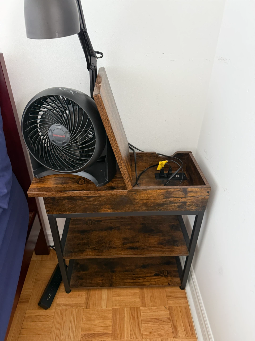 Wooden twin Bed Frame with mattress and side bed table - photo 5