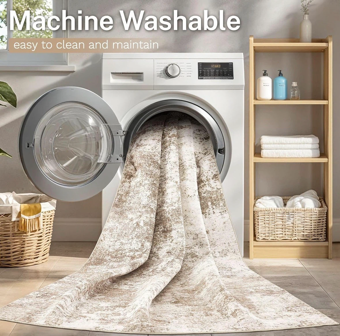 Area Rug 9' x 12' - Machine Washable, Kids & Pet Friendly - photo 4