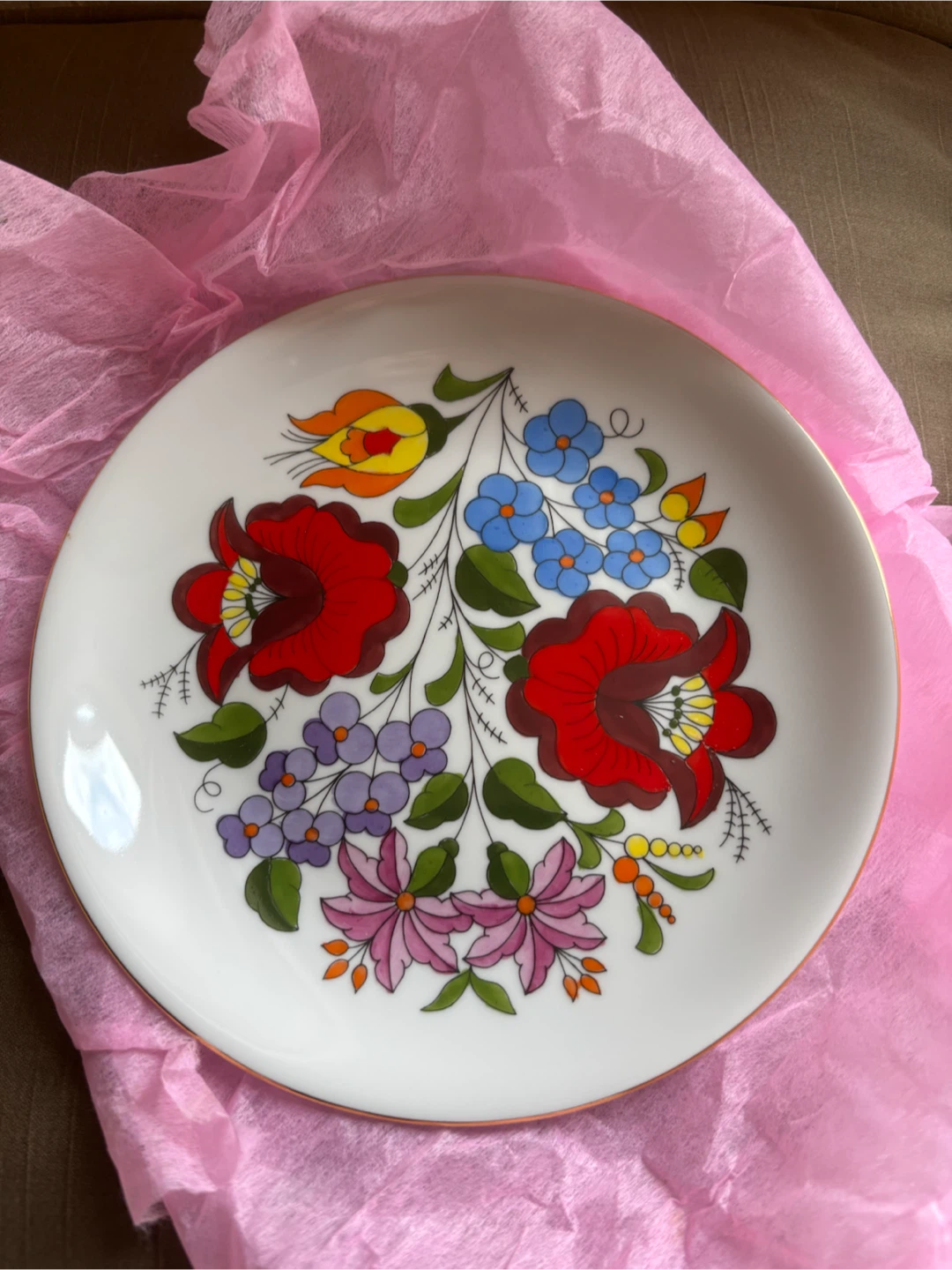 Vintage Kalocsa Hungary Handpainted wall Plate