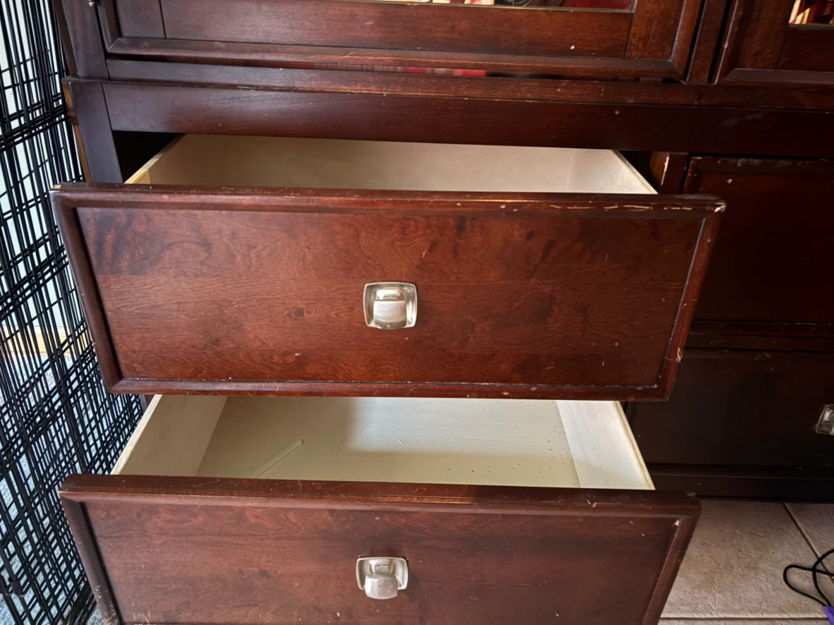 Wooden Display Cabinet with Glass Doors and Drawers - photo 4