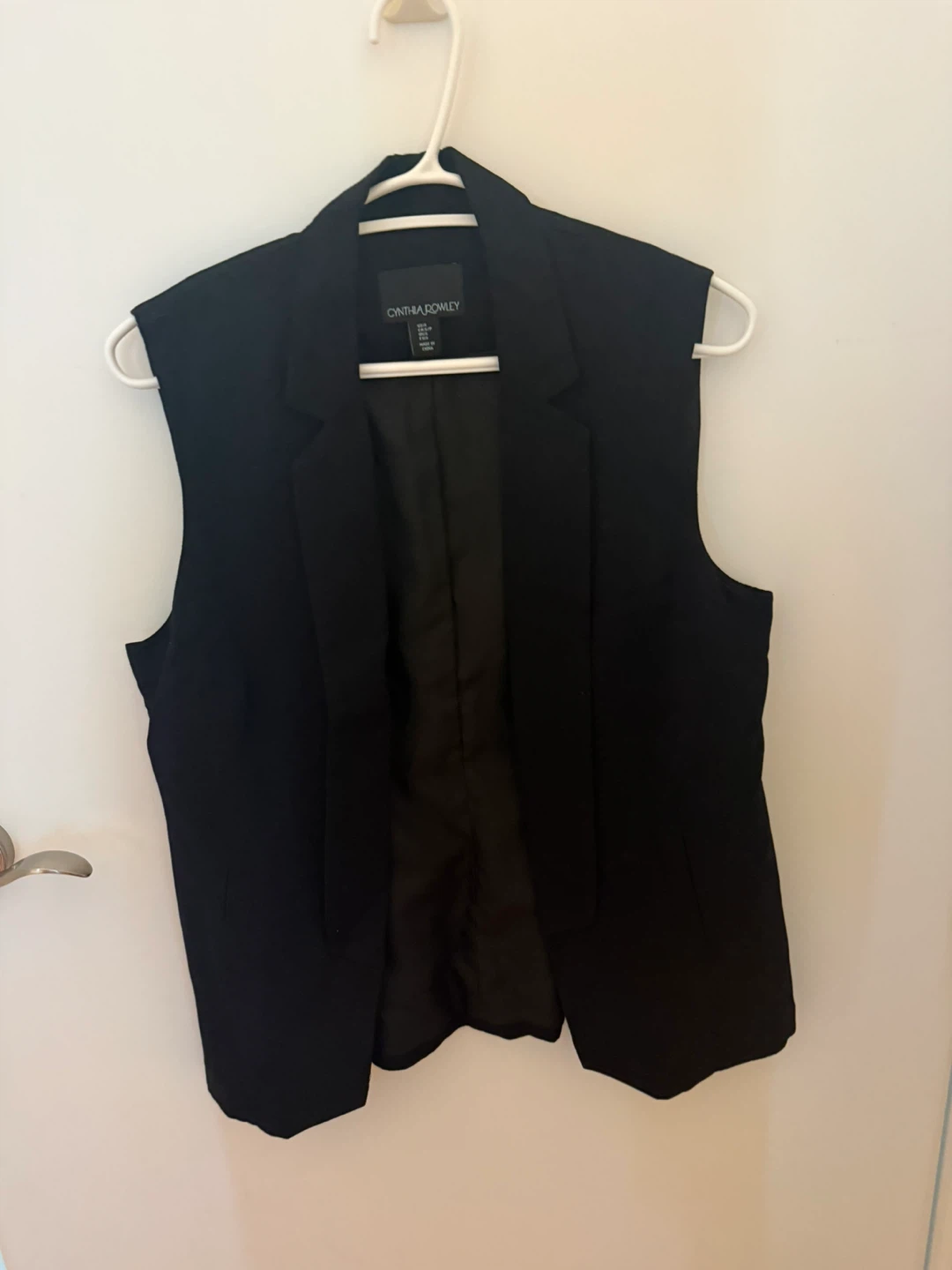 Cynthia Rowley Black Sleeveless Blazer
