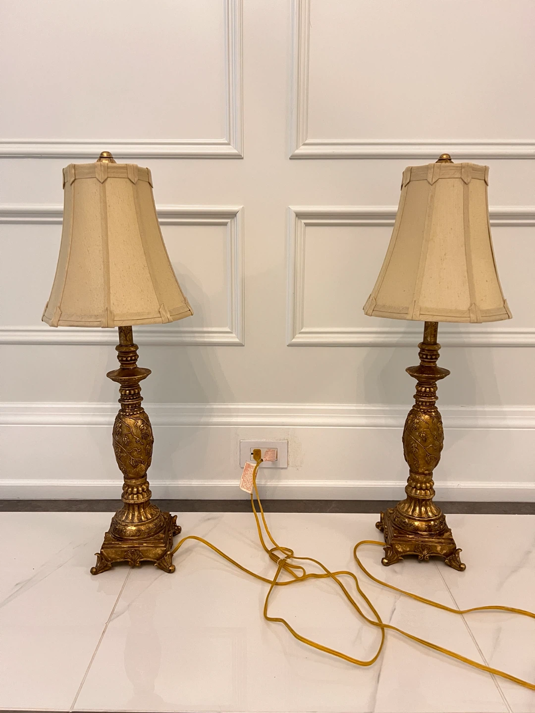 Pair of Vintage Gold Table Lamps - photo 2