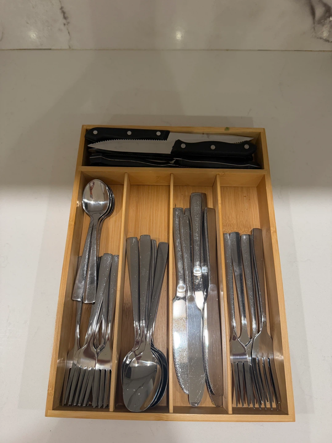Piece Flatware Set with Bamboo Organizer - photo 2