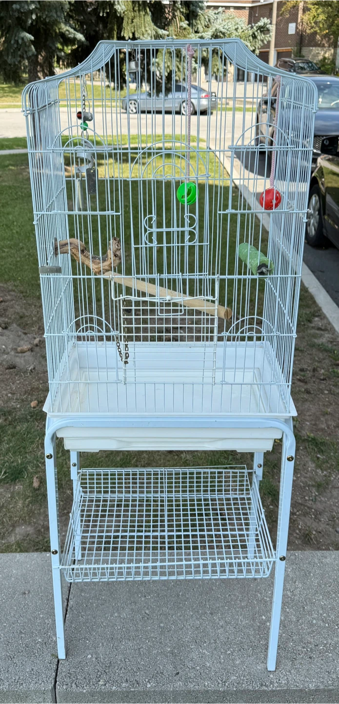 White Bird Cage with Stand