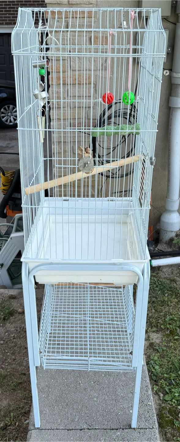 White Bird Cage with Stand - photo 2